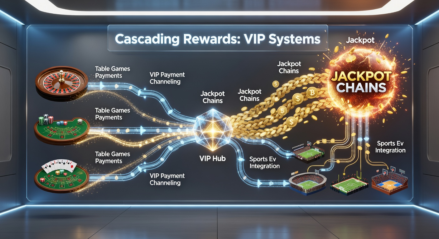 Dynamic visualization of reward flows from casino tables to glowing sports jackpot displays
