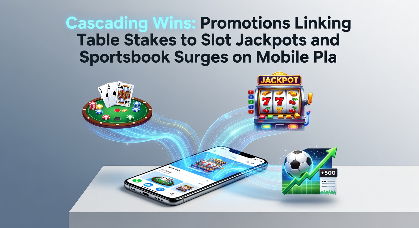 Infographic illustrating promotion flow from table games to sportsbooks via mobile cascading bonuses