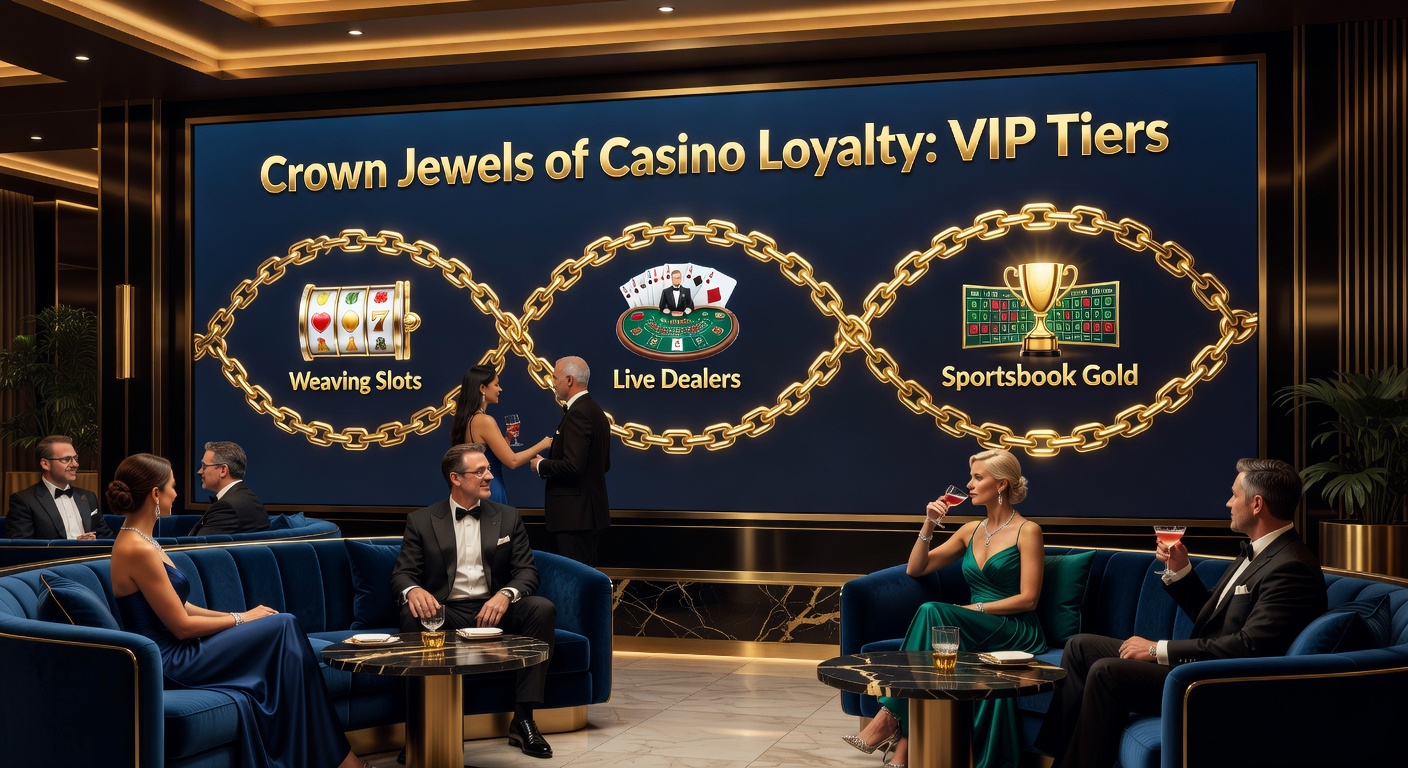 Elegant VIP host interacting with players at a live dealer table, surrounded by slot screens and sportsbook odds displays
