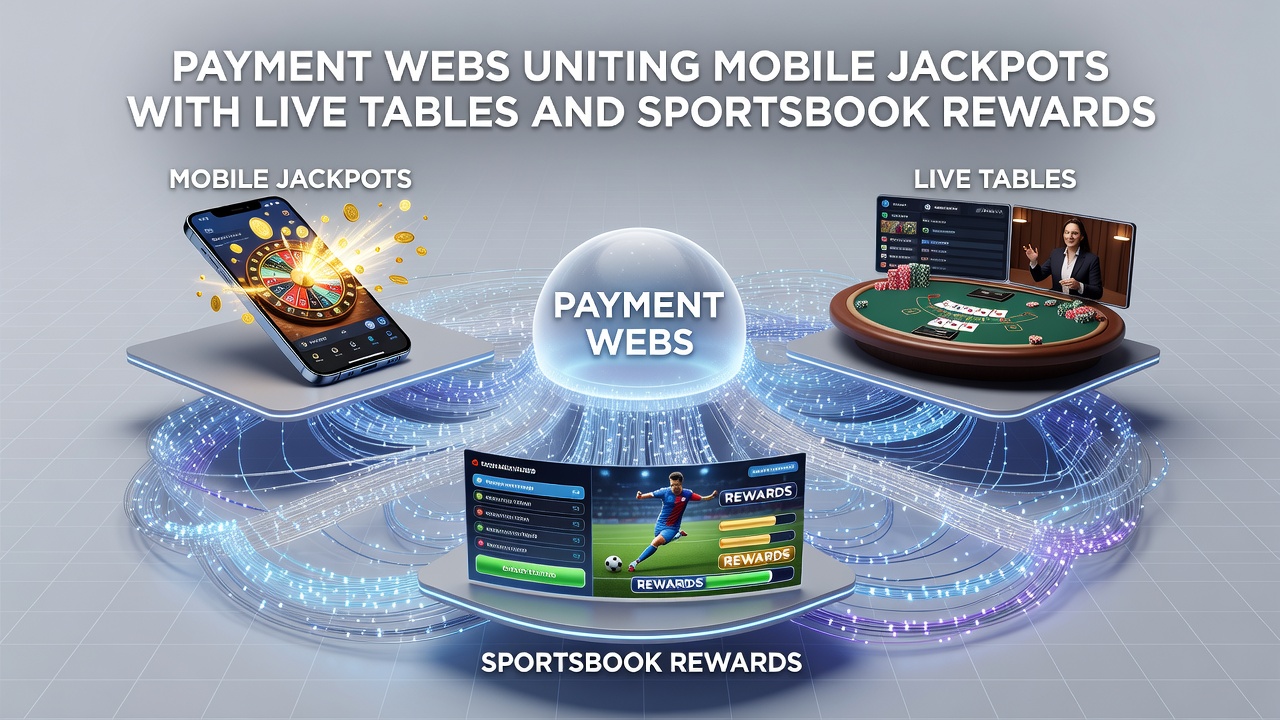 Diagram showing real-time transaction flows between mobile slots, live casino tables, and sports betting reward ledgers