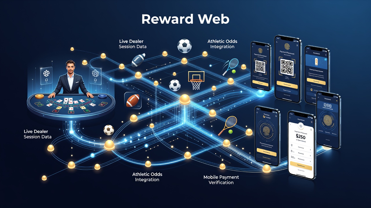 Diagram showing data flows in mobile payment ecosystems connecting casino and sports sections