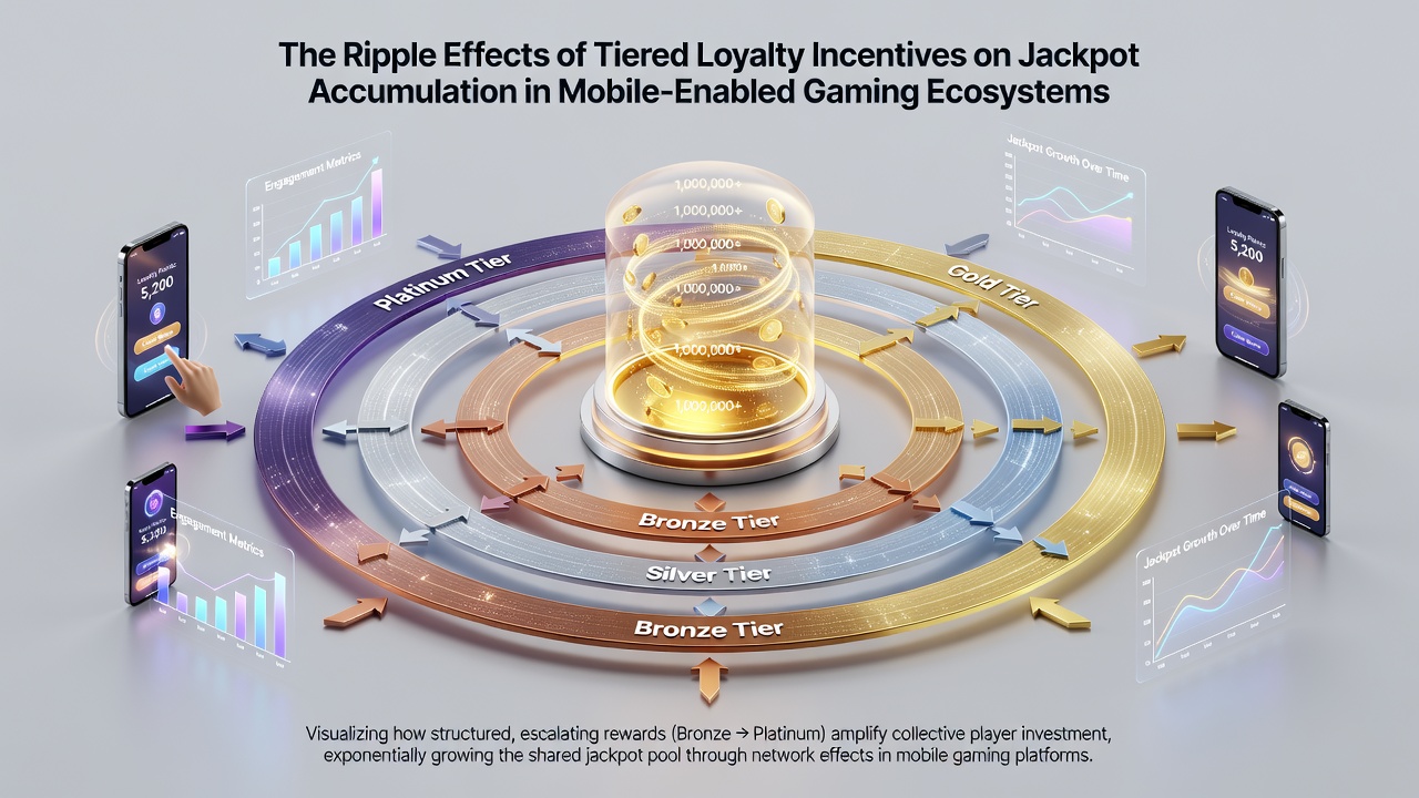 Data visualization of jackpot growth curves segmented by player loyalty tiers in mobile casino applications