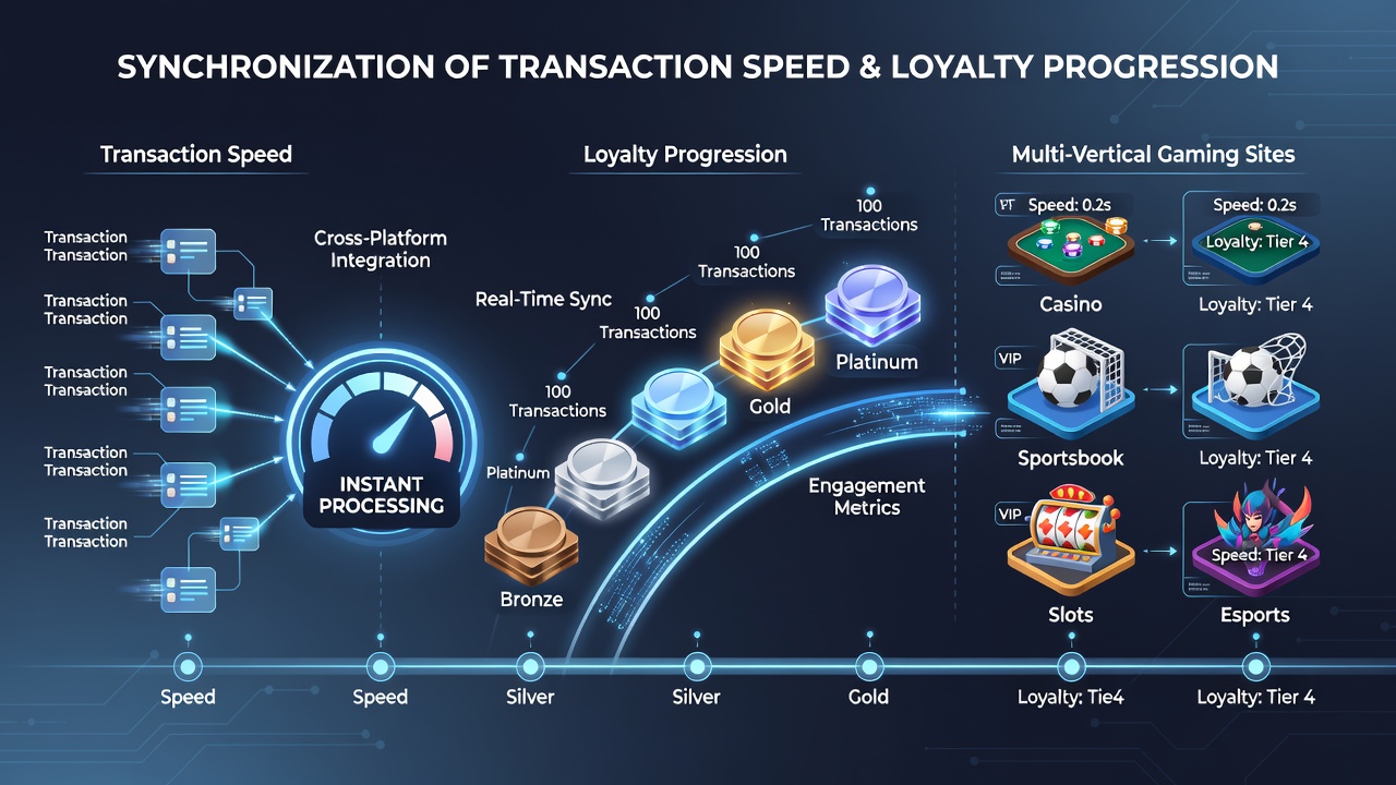 Diagram depicting real-time payment flows feeding into loyalty engine across multiple gaming verticals